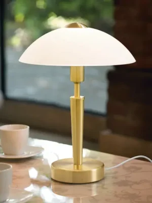 Originální Stolní lampa SOLO 1, mosazná barva, výška 35 cm kov/sklo stmívatelné