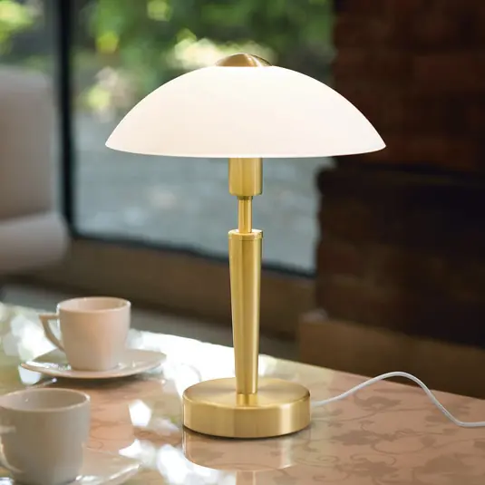 Originální Stolní lampa SOLO 1, mosazná barva, výška 35 cm kov/sklo stmívatelné