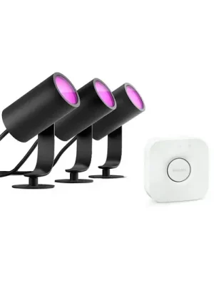 Dokud Zásoby Vydrží Philips Hue LED reflektor Lily, sada 3 kusů, můstek, RGB, CCT, IP65