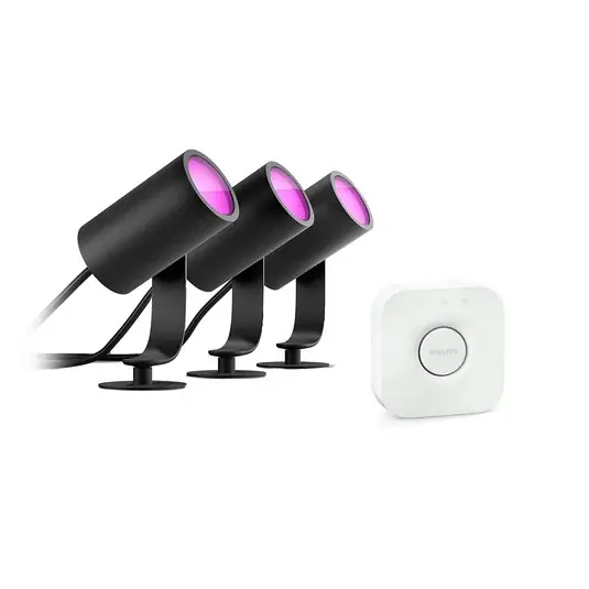 Dokud Zásoby Vydrží Philips Hue LED reflektor Lily, sada 3 kusů, můstek, RGB, CCT, IP65