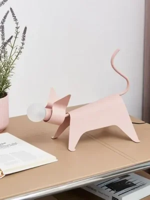 Stolní lampa Lucande Idalina, kočka, růžová, železo, 38 cm Odeslání Ihned