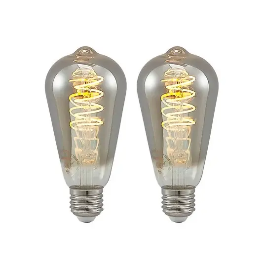 Časově Omezené LED žárovka Lucande E27 ST64 4 W 1 800 K, stmívatelné, titanová, 2 ks