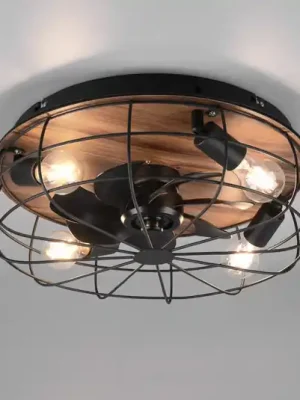Expresní Doručení Stropní ventilátor Trondheim dálkový 4xE27 dřevo