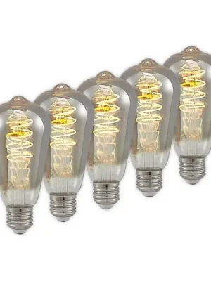 Poslední Šance LED žárovka Lucande E27 ST64 4 W 1 800 K, stmívatelné, titanová, balení po 5 ks