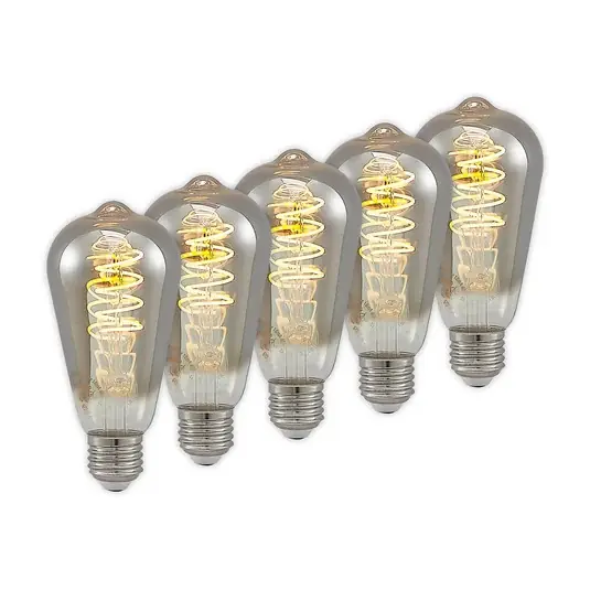 Poslední Šance LED žárovka Lucande E27 ST64 4 W 1 800 K, stmívatelné, titanová, balení po 5 ks