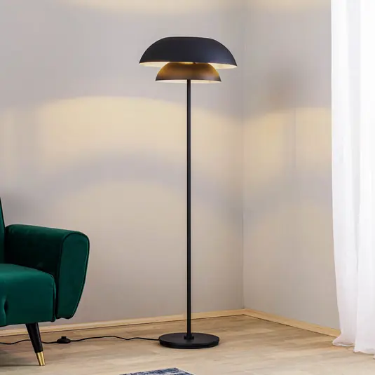 Ověřený Stojací lampa Lucande Kellina, 151 cm, černá, kov, E27