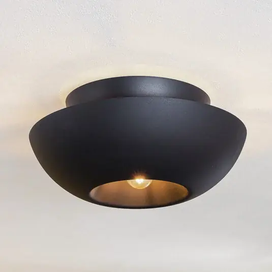 Stropní svítidlo Lucande Kellina, Ø 48 cm, černá barva, kov Oblíbený