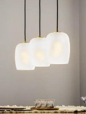 Cenově Výhodný Lucande Taylan závěsné světlo 3-ramenné podlouhlé