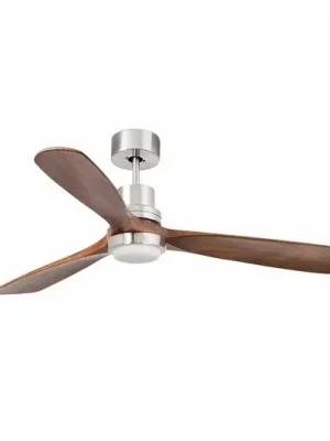 Nová Kolekce Stropní ventilátor Lantau L s LED osvětlením, Ø 132 cm, nikl/tmavá borovice