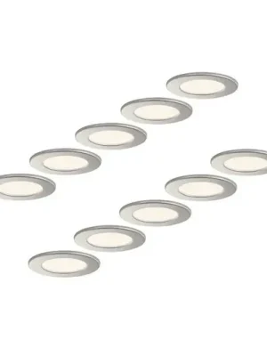 Cenový Hit Prios LED vestavné svítidlo Cadance, stříbrné, 12 cm, sada 10 kusů, CCT