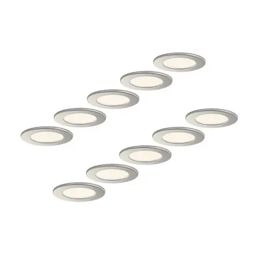 Cenový Hit Prios LED vestavné svítidlo Cadance, stříbrné, 12 cm, sada 10 kusů, CCT