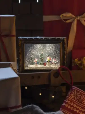 Oblíbený LED dekorativní světelný rámeček se sněhuláky
