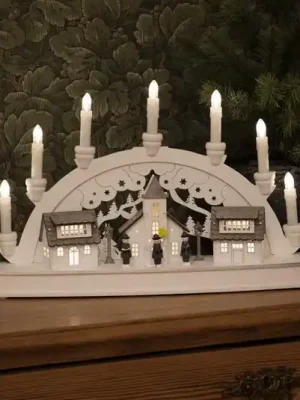 LED světelný oblouk domky, 7 zdrojů, bílá Akce