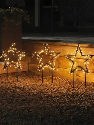 LED kovová hvězda se zemními hroty sada 3ks, IP44 Nízká Cena