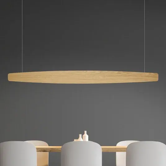 Víkendová Akce Quitani LED závěsné světlo Persida, 148 cm, dub, 2 700 K