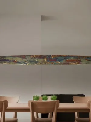 Quitani Persida LED závěsné svítidlo, 148 cm, nárazový kov, zlatá barva Super Cena