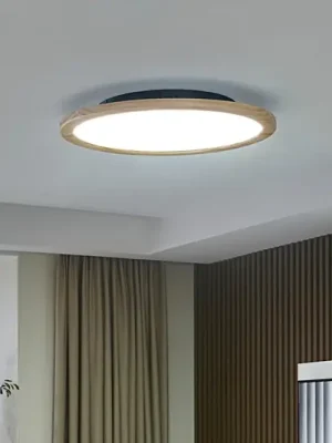 Tovární Cena Stropní svítidlo Lucande LED Joren, Ø 48 cm, dřevo, CCT, dálkové ovládání