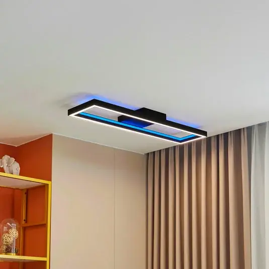 Stropní svítidlo Lucande Smart LED Tjado, 100 cm, černá, RGBW Oblíbený