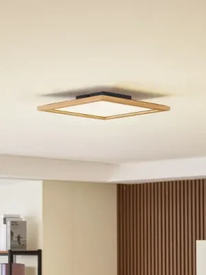 Stropní svítidlo Lucande LED Joren, 42 cm, dřevo, CCT, dálkové ovládání Výprodej