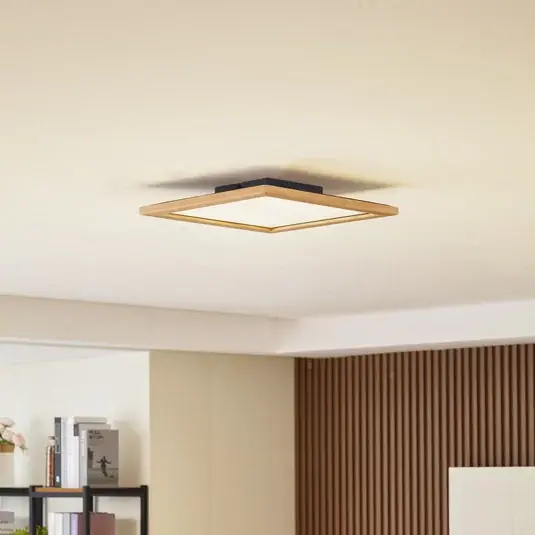 Stropní svítidlo Lucande LED Joren, 42 cm, dřevo, CCT, dálkové ovládání Výprodej