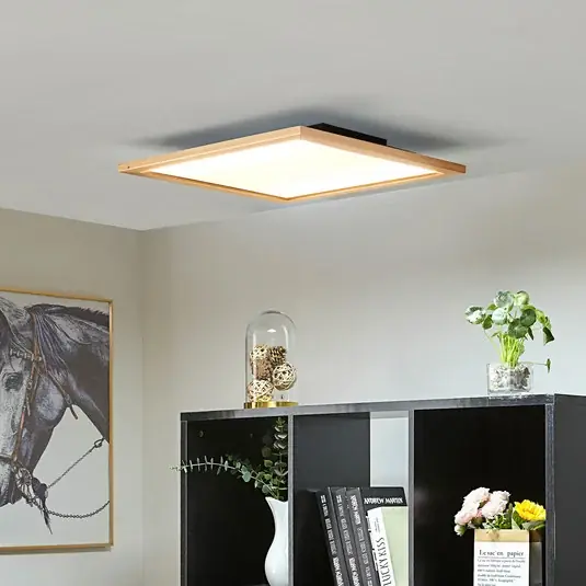 Odeslání Ihned Stropní svítidlo Lucande LED Joren, 52 cm, dřevo, CCT, dálkové ovládání