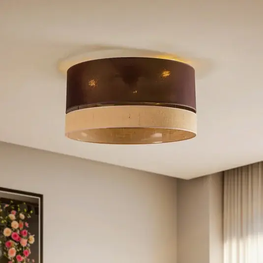 Must-Have Stropní světlo Euluna Levo, Ø60cm, juta/tmavě hnědá