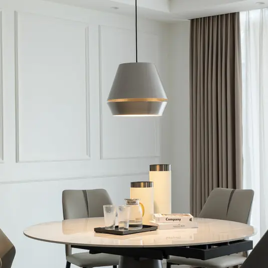 Nová Kolekce Lucande Mynoria LED závěsné svítidlo, šedá barva, hliník, Ø 35 cm