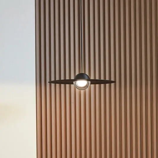 Přímo Od Výrobce Závěsná lampa Lucande LED Tethrion, černá, hliník, Ø 40 cm