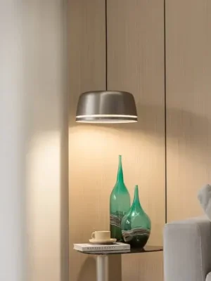 Aktuální Závěsné svítidlo Lucande LED Faelinor, šedá barva, hliník, Ø 35 cm