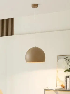 Závěsné svítidlo Lucande LED Lythara, hnědá barva, Ø 40 cm, hliník Autentický