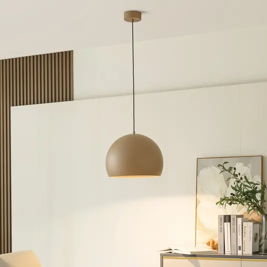 Závěsné svítidlo Lucande LED Lythara, hnědá barva, Ø 40 cm, hliník Autentický