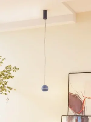 Hit Sezóny Lucande LED závěsné svítidlo Plarion, modrá barva, hliník, Ø 9 cm
