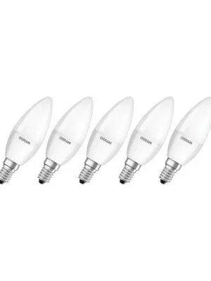 OSRAM Base Classic B LED žárovka tvar svíčky E14 4,9 W, 5 ks Časově Omezené