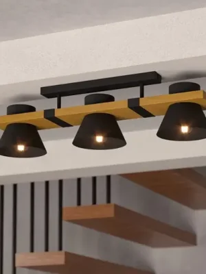 Stropní světlo Maccles, černá, dřevo, 3 zdroje Kup Teď
