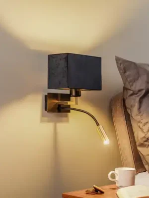 Nástěnné světlo Harry, hranaté, černé/mosazné/černé Pouze Dnes