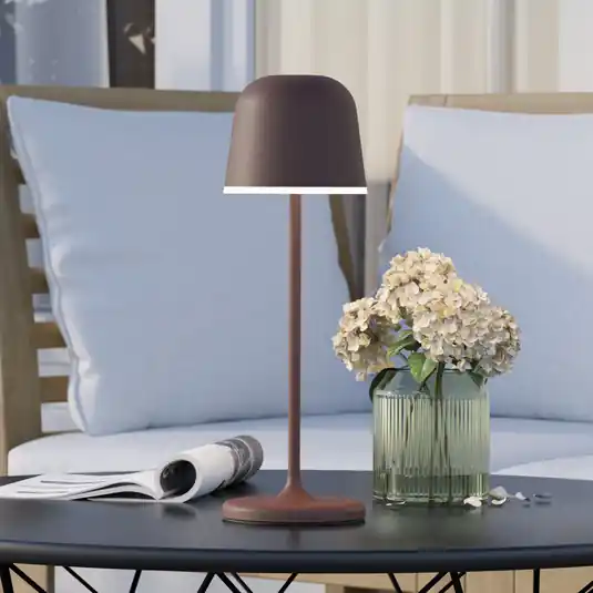 Cenově Výhodný LED stolní lampa Mannera s baterií, rezavě hnědá