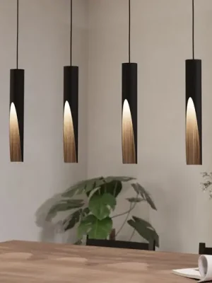 LED závěsné světlo Barbotto černá/dub, 4 zdroje Přímo Od Výrobce