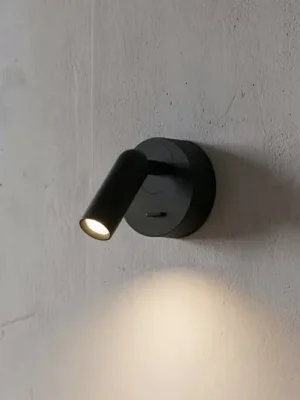Zlevněný Ideal Lux LED nástěnné bodové svítidlo Bean, Ø 7 cm, černý kov/sklo