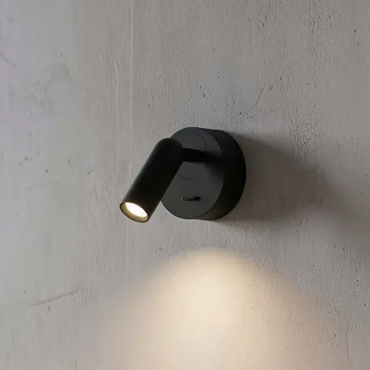 Zlevněný Ideal Lux LED nástěnné bodové svítidlo Bean, Ø 7 cm, černý kov/sklo