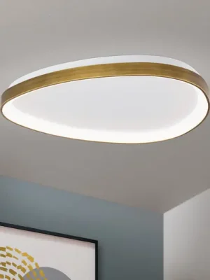 Zlevněný Stropní svítidlo LED Charlie, Ø 65 cm, opálově bílá, barva staromosazná