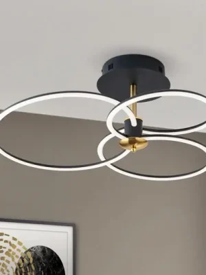 LED stropní světlo Charlotte, 3 kruhy, černá/zlatá Dokud Zásoby Vydrží