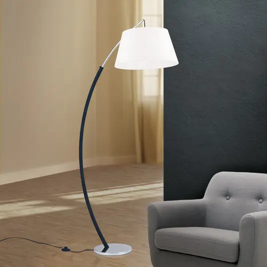Obloukové světlo Philipp, textil, chrom/černá Nízká Cena