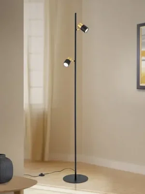 Levný Stojací lampa Kevin, dvoudílná, černá/zlatá