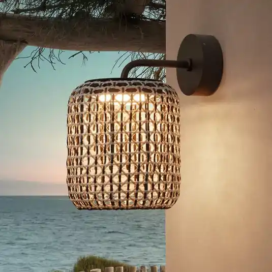 Venkovní nástěnné svítidlo Bover Nans A LED, béžová barva, Ø 21,6 cm Akce