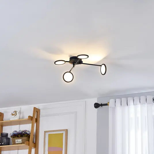 Vysoce Kvalitní Stropní svítidlo LED Lindby Manel, černé, železné, délka 60 cm