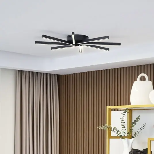 Stropní svítidlo Lucande LED Tjado, Ø 70 cm, černá barva, kov Top Prodej