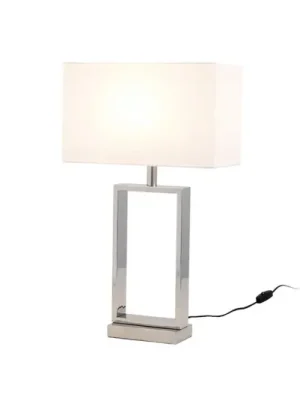 Poslední Šance Stolní lampa Sprazzo, stříbrná, stínidlo bílá