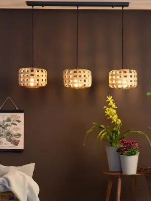 Závěsné světlo Woodline bambusová stínidla 3zdroje Must-Have