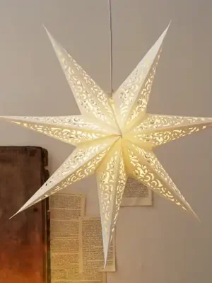 Nízká Cena Krajková papírová hvězda bez osvětlení, Ø 80 cm, bílá
