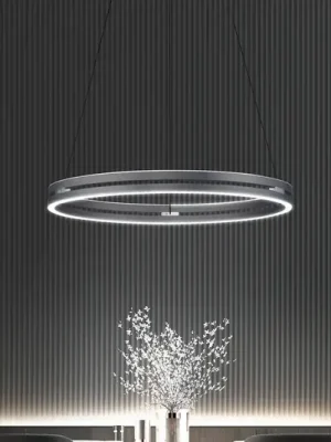 Závěsné světlo LED PURE E-Loop, mystic grey, Ø 70 cm, hliník, CCT Must-Have